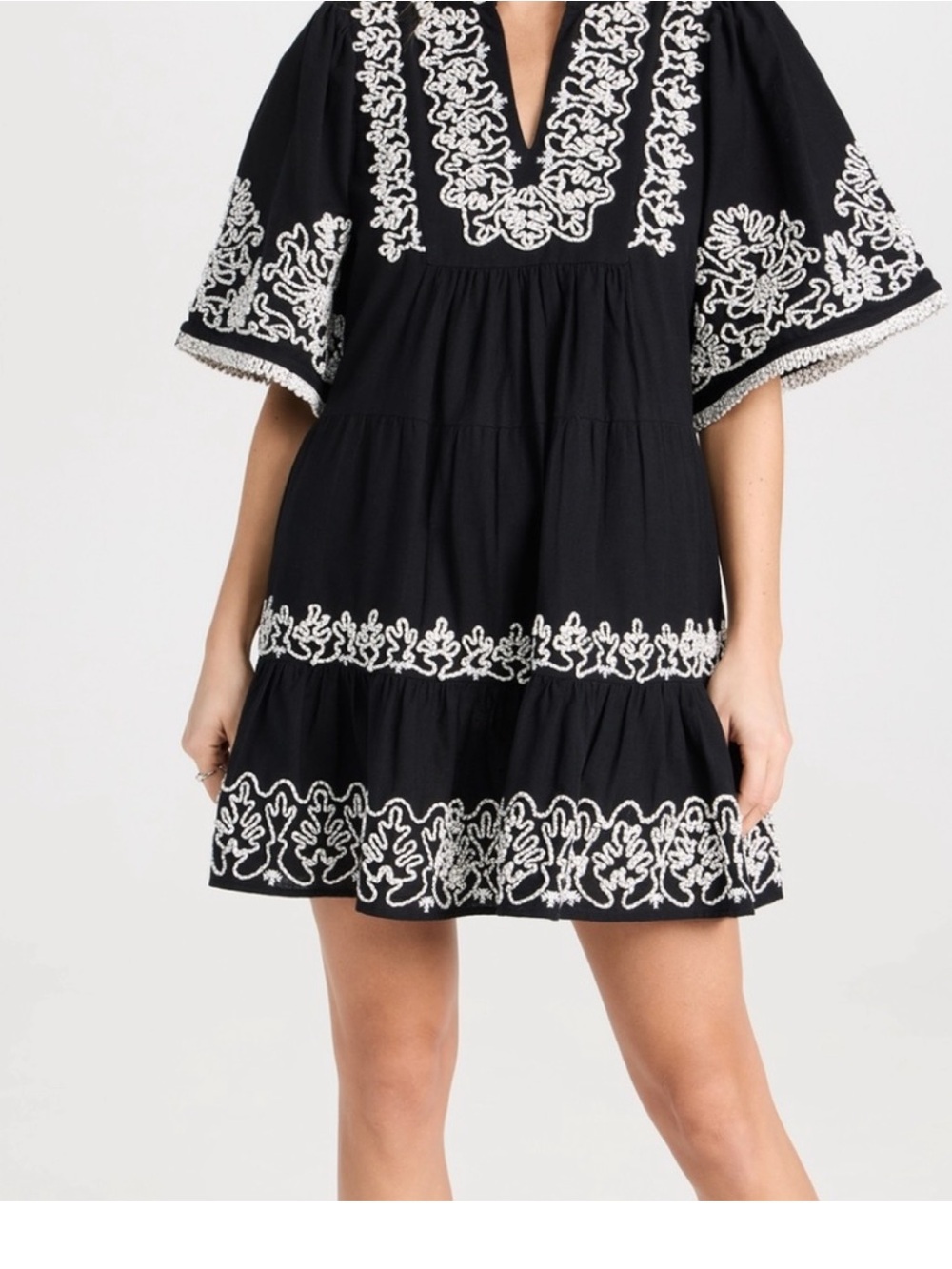 NWT Sea New York Cordera babydoll black /white stitching tunic dress MED $429 - Picture 5 of 15